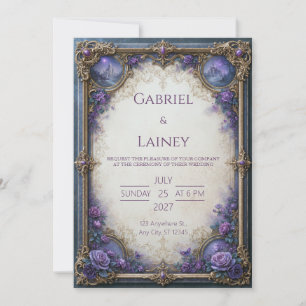 Invitation Mariage au Château de la Rose Violette Ornée