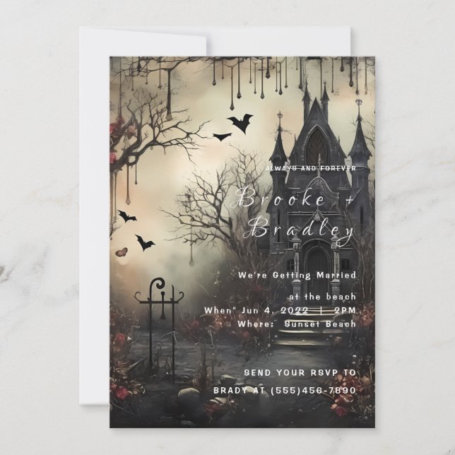 Invitation Mariage au Château Hanté Gothique (Devant)