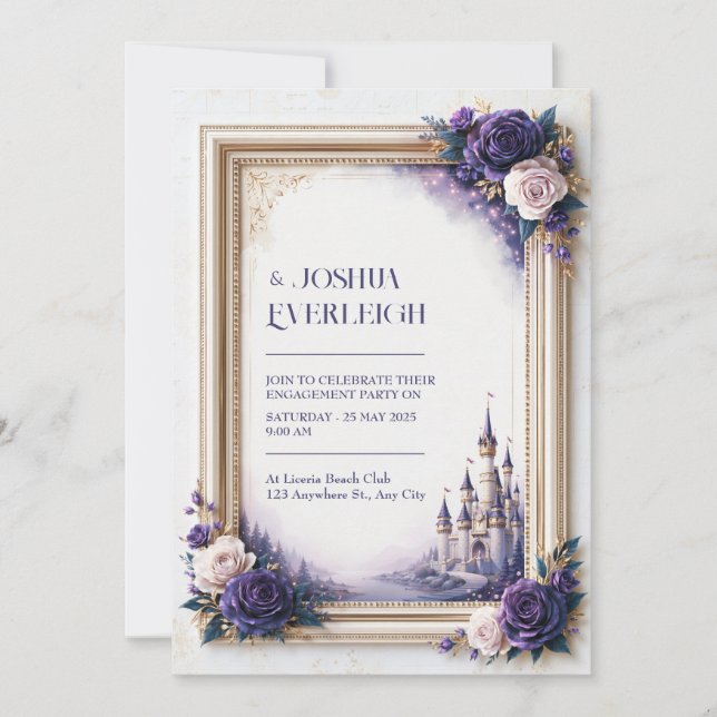 Invitation Mariage au Château Lavande Rose (Devant)