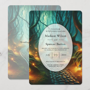 Invitation Mariage au Chemin de Lanterne de la Forêt Enchanté