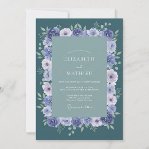 Invitation Mariage au chèvrefeuille d'hortensia violet ardois