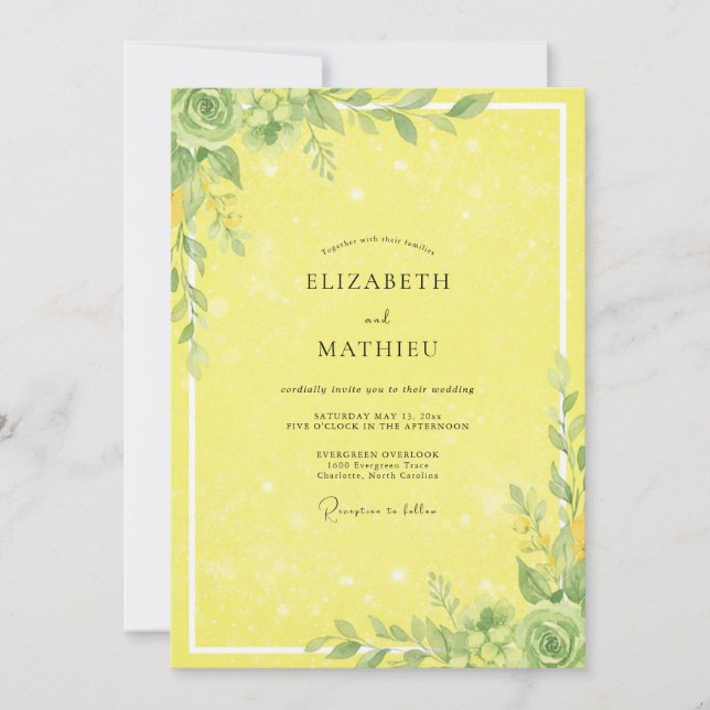 Invitation Mariage au citron et à la sauge (Devant)