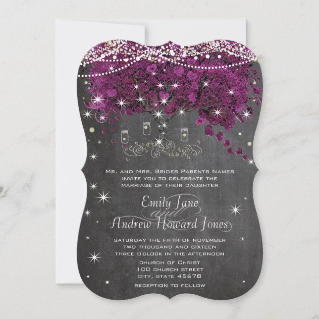 Invitation Mariage au cœur de feuille de sangria dans un pot  (Devant)