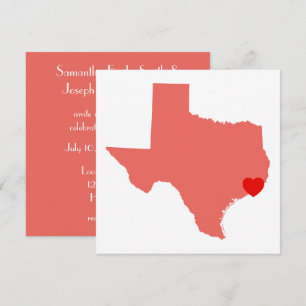 Invitation Mariage au cœur rouge de Coral Texas