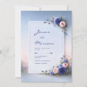 Invitation Mariage au coin de la Dahlia Bleu Poudre