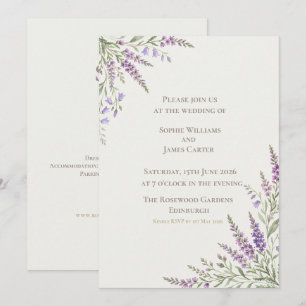 Invitation Mariage au coin de lavande et de jacinthe des prés