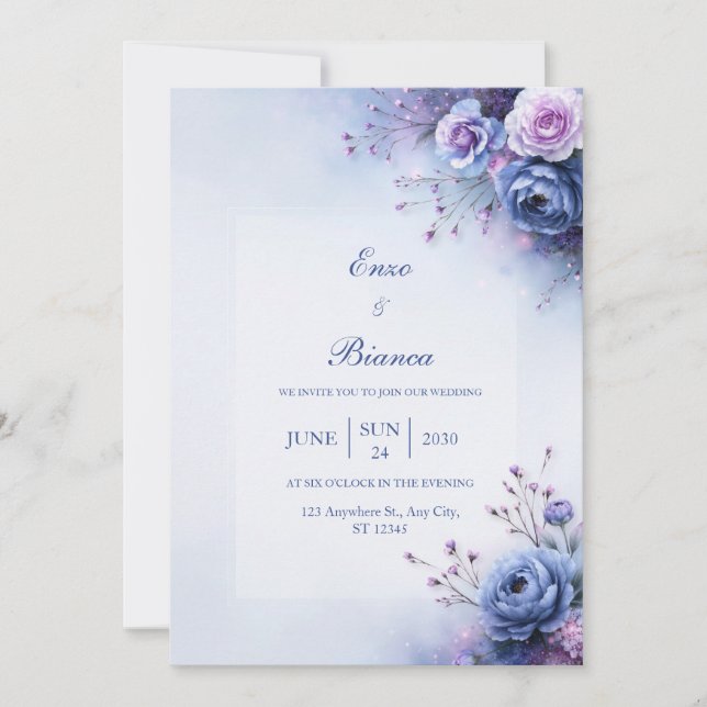 Invitation Mariage au coin Pervenche (Devant)