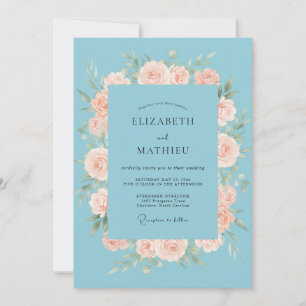 Invitation Mariage au corail céleste camélia eucalyptus