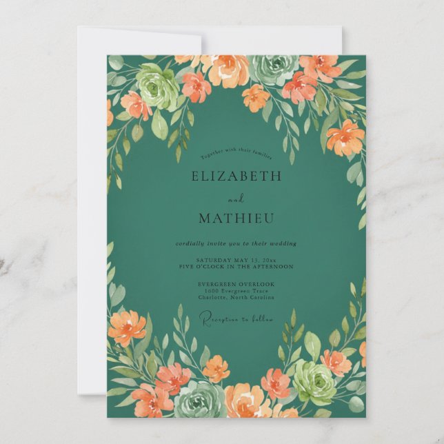 Invitation Mariage au corail sarcocaulon eucalyptus (Devant)