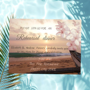 Invitation Mariage au coucher de soleil sur la plage, Dîner d