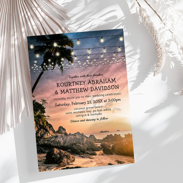 Invitation Mariage au coucher de soleil sur la plage océane (Créateur téléchargé)
