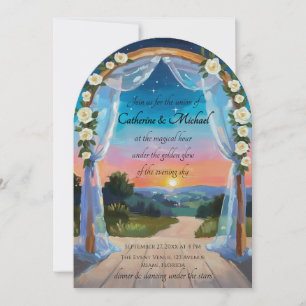 Invitation Mariage au coucher du soleil Arche tropicale de la