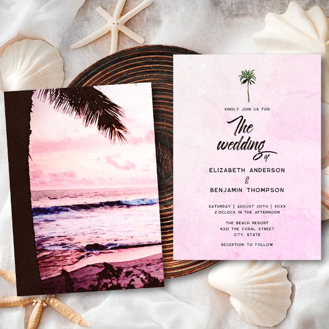 Invitation Mariage au coucher du soleil sur la plage avec un  (Créateur téléchargé)