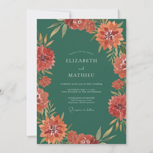 Invitation Mariage au Couronne de Jade en Terracotta (Devant)