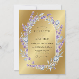 Invitation Mariage au Couronne de Lilas Doré