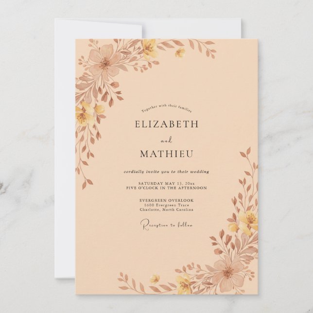 Invitation Mariage au Eucalyptus à Feuillage de Cuivre (Devant)