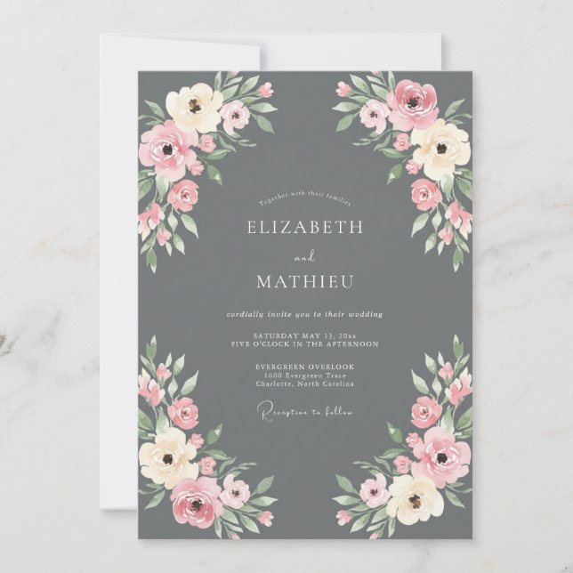 Invitation Mariage au Eucalyptus à Feuillage Rouge Charbon (Devant)