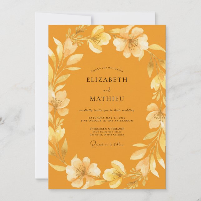 Invitation Mariage au Eucalyptus à Feuillage Safran (Devant)