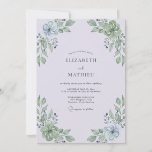 Invitation Mariage au eucalyptus à la sprig de lilas poussiér