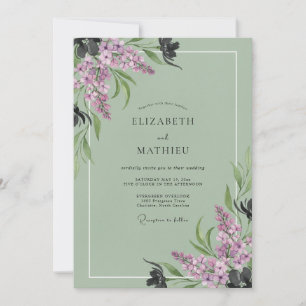 Invitation Mariage au eucalyptus à rameaux de lilas