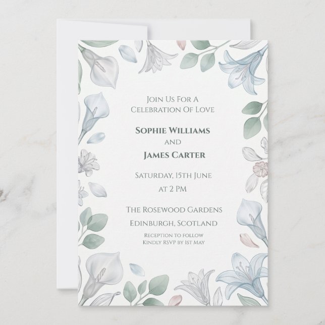 Invitation Mariage au Eucalyptus Argenté (Devant)