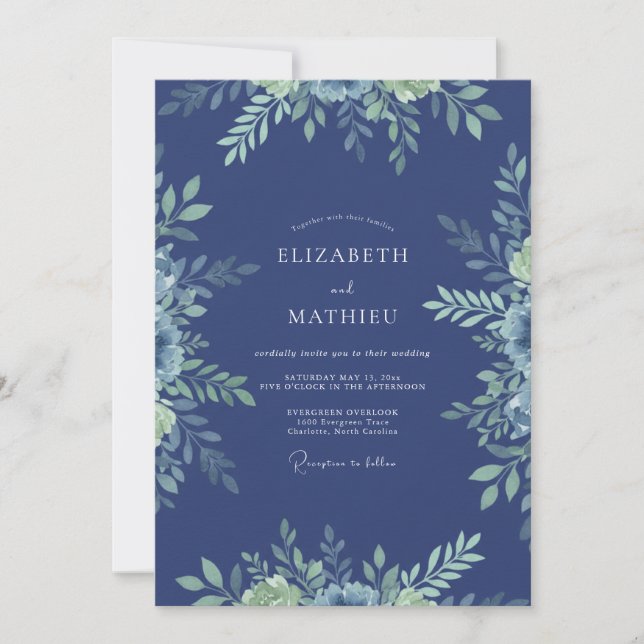 Invitation Mariage au Eucalyptus au Feuillage d'Ardoise (Devant)