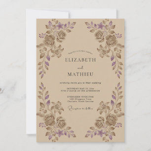 Invitation Mariage au Eucalyptus au feuillage lilas clair