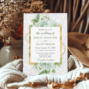 Invitation Mariage au eucalyptus avec aquarelle et paillettes