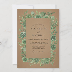 Invitation Mariage au eucalyptus bronzé succulent