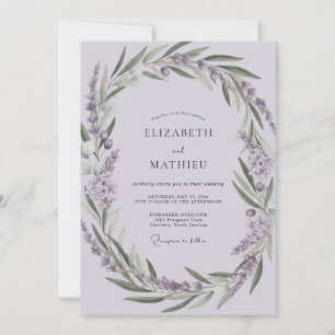 Invitation Mariage au Eucalyptus de Branche d'Olivier Violet