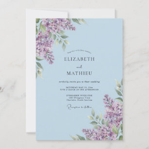 Invitation Mariage au eucalyptus lilas violet pâle