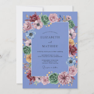 Invitation Mariage au eucalyptus succulent et pervenche