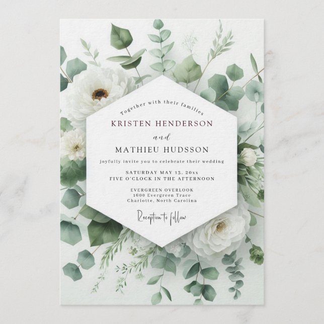 Invitation Mariage au Eucalyptus Vert Sage (Devant)