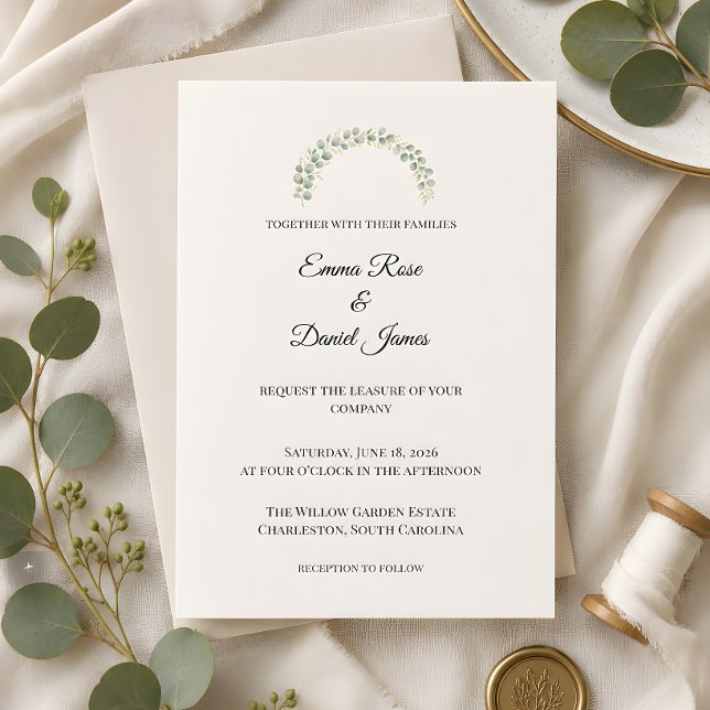 Invitation Mariage au feuillage de eucalyptus de luxe (Eucalyptus wedding themed invitation card)