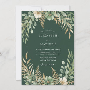 Invitation Mariage au feuillage de fougère de chasseur