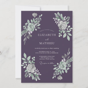 Invitation Mariage au feuillage de menthe et de prune eucalyp