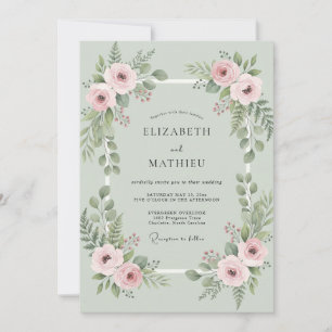 Invitation Mariage au feuillage de menthe eucalyptus