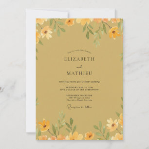 Invitation Mariage au feuillage de pavot doré