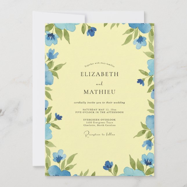 Invitation Mariage au feuillage de pervenche au beurre et à l (Devant)