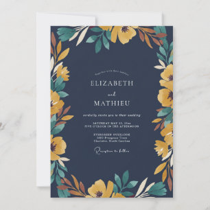 Invitation Mariage au feuillage de teck vert eucalyptus doux