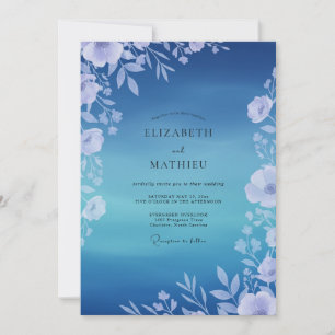 Invitation Mariage au feuillage de vigne saphir