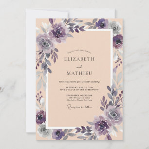Invitation Mariage au feuillage d'eucalyptus et champagne vio