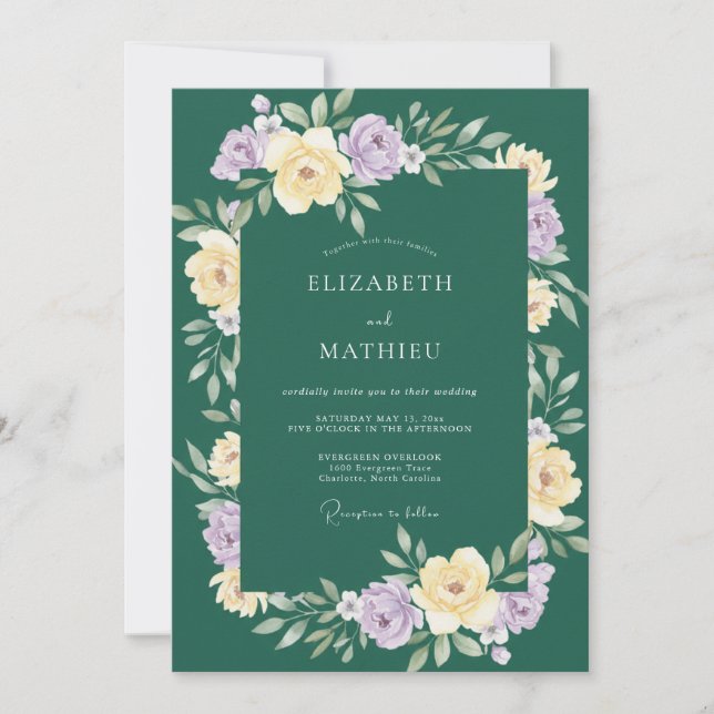 Invitation Mariage au feuillage d'orchidée forestière (Devant)