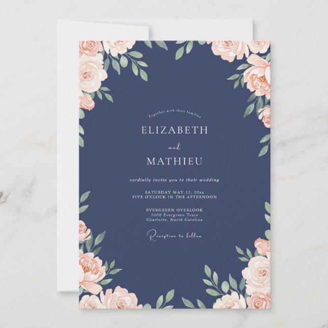Invitation Mariage au feuillage doux d'eucalyptus et pêche de (Devant)