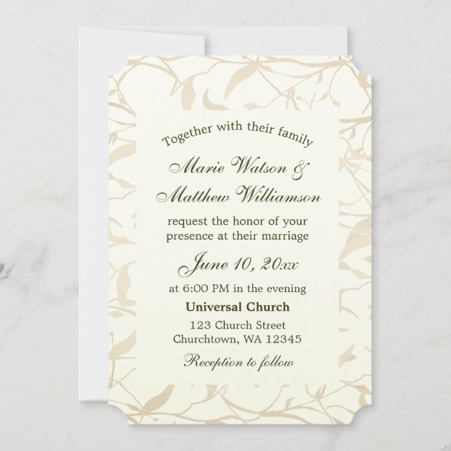 Invitation Mariage au feuillage fantaisie (Devant)