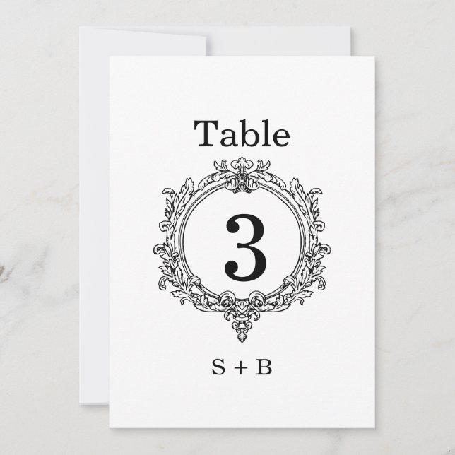 Invitation mariage au feuillage noir et blanc Crête (Devant)