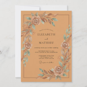 Invitation Mariage au feuillage peint en cuivre