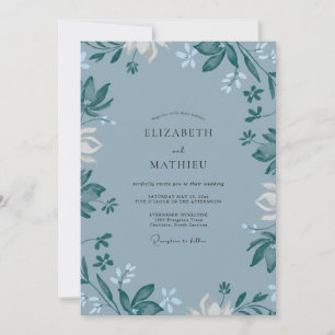 Invitation Mariage au feuillage peint sur ardoise
