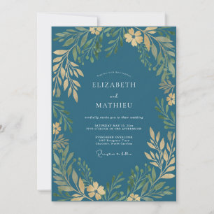 Invitation Mariage au Feuille d'Or Pétrole