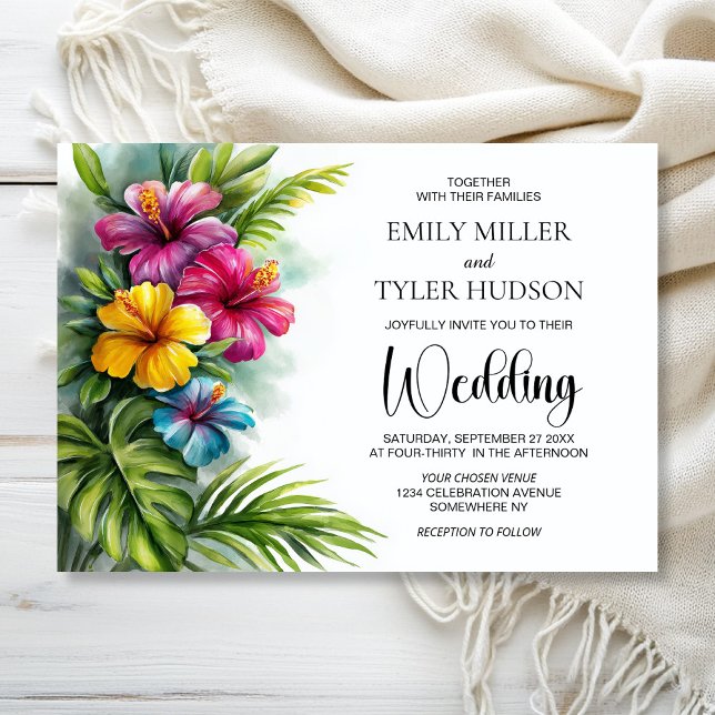 Invitation Mariage au Fleur d'Hibiscus Tropical (Créateur téléchargé)